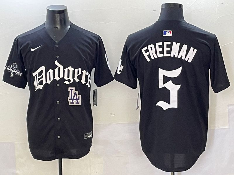 Men 2025 Los Angeles Dodgers #5 Freeman Black Seventh generation Joint Name Nike MLB Jersey style 10->los angeles dodgers->MLB Jersey